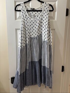 M Made in Italy Mixed Print Linen Dress